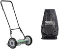 American Lawn Mower Company 18-Inch 5-Blade Push Reel Lawn Mower with Storage Cover Bag Bundle, Black