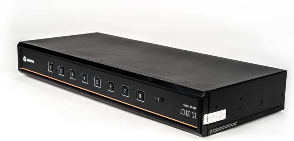Vertiv Avocent Cybex SC900 Secure Desktop KVM Switch, Dual Head Monitor, 8 Port, Universal DisplayPort, Common Access Card, UHD 4K at 30Hz, NIAP Version 4.0 Certified, TAA Compliant (SC985DPH-400)