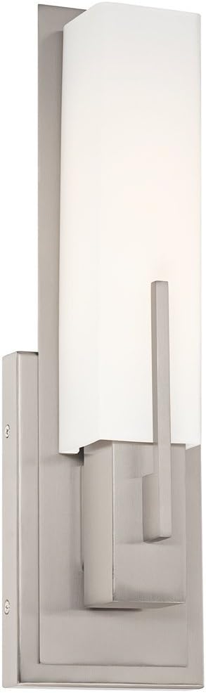 Possini Euro Design Midtown Modern Wall Light Sconce Satin Nickel Hardwired 4 1/2' Wide Fixture White Glass Rectangular Shade for Bedroom Bathroom Bedside Living Room Home Hallway Dining Kitchen