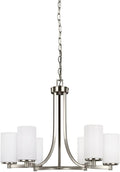 Generation Lighting 3139106-962 Hettinger Six Light Chandelier, Brushed Nickel Finish, 6-Light, cETL Listed, Safety Rated for Wet Locations, Aluminum Construction