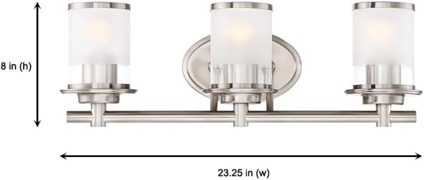 DESIGNERS FOUNTAIN 3-Light Essence Bathroom Vanity Lights Fixture, 23.25 Inch Wall Mount Sconce for Bedroom or Over Mirror, Satin Platinum, 6693-SP