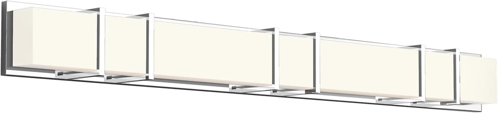Kuzco Lighting Alberni 50' Vanity Light | Chrome Finish | Made of Aluminum, Steel and Acrylic | Rectangular Wall Light | Frosted Acrylic Diffuser | 50' W x 5.1' H x 3.3' E | VL61650-CH
