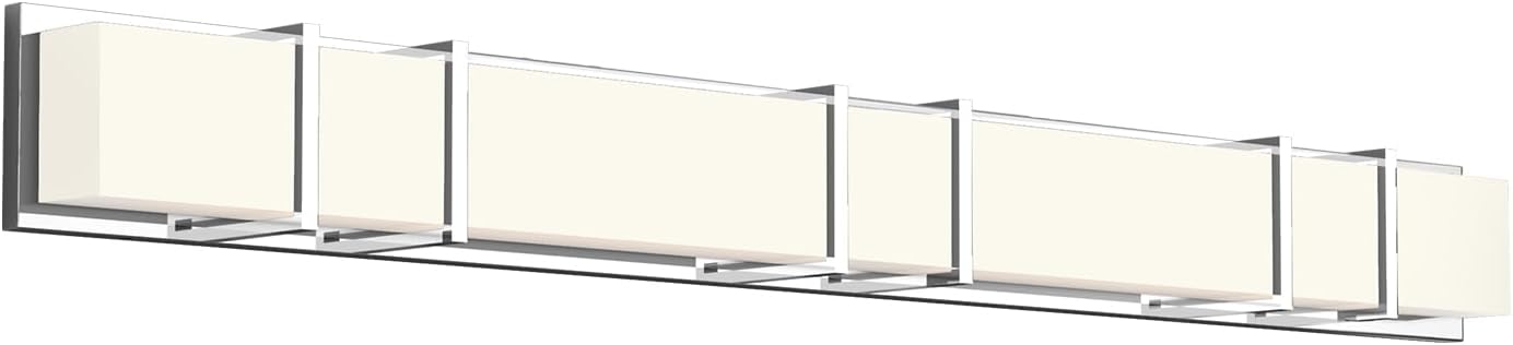 Kuzco Lighting Alberni 50' Vanity Light | Chrome Finish | Made of Aluminum, Steel and Acrylic | Rectangular Wall Light | Frosted Acrylic Diffuser | 50' W x 5.1' H x 3.3' E | VL61650-CH