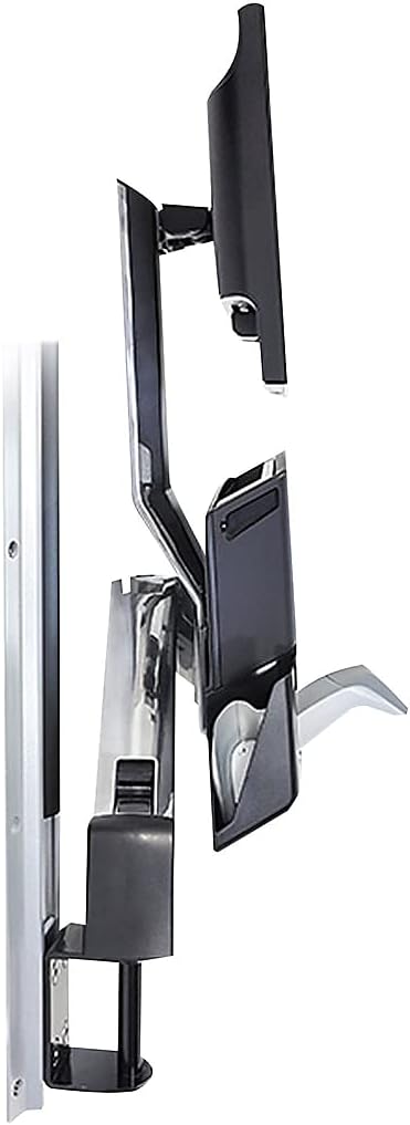 Ergotron StyleView Sit-Stand Combo System with Worksurface, Polished Aluminum/Black