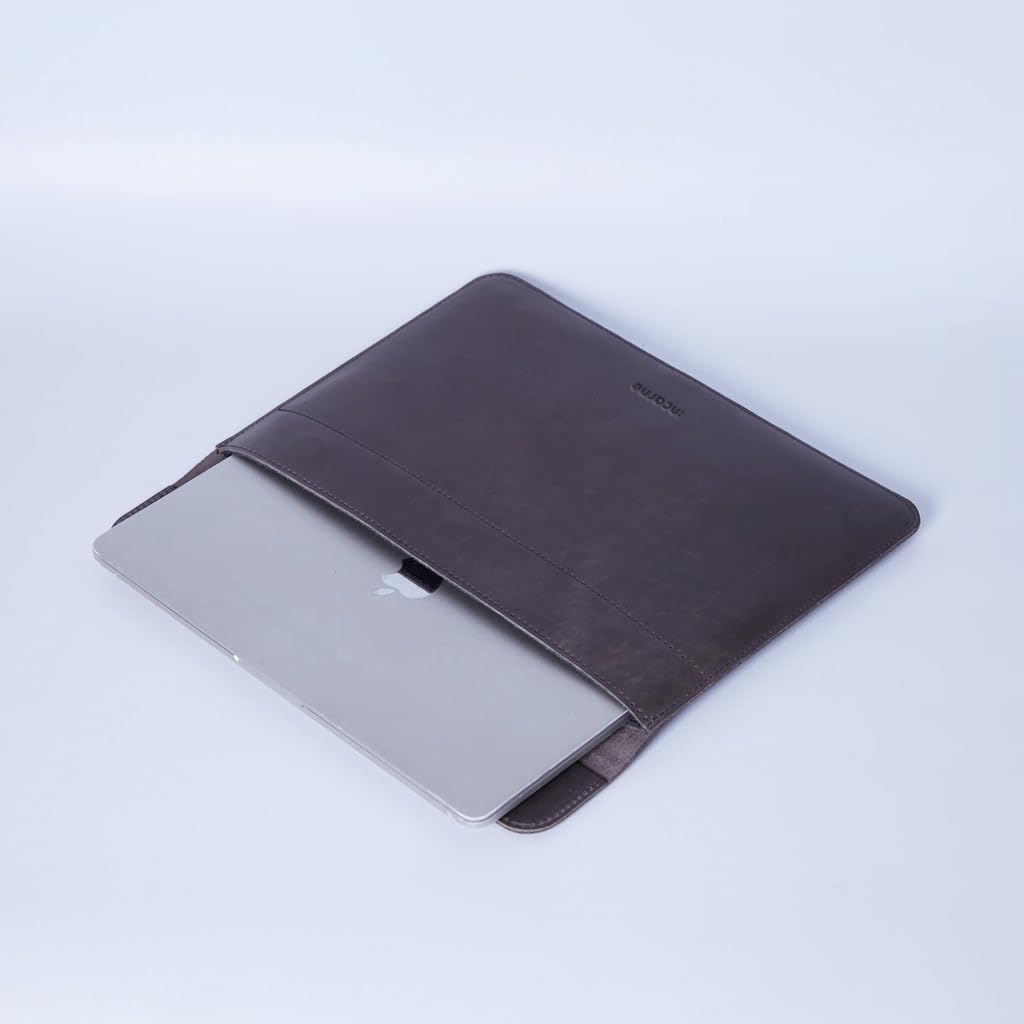 Grey Leather Laptop Case Made for MacBook Air 15 inch Sleeve 2024 - Carrying Protective Cases Compatible with MacBook Air 15' M2 M3 M4 A2941 А3114 A3241 2023 2025, Genuine Vintage Leather, Gray