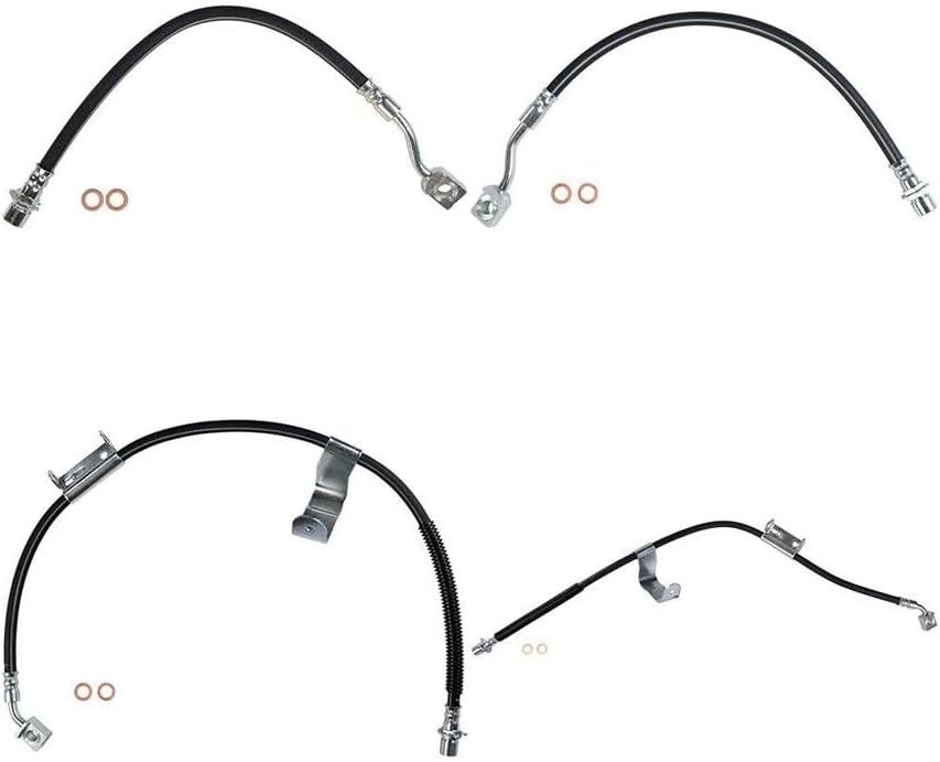 Set 4 Brake Hose Kit Front and Rear, Brake Line Brake Hydraulic Hose Replacement fits Chevrolet Silverado 2500 HD 2007-2010 fits Chevy Silverado 2500 HD 2007-2010