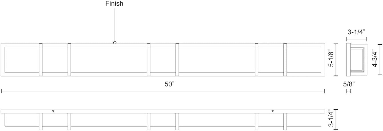 Kuzco Lighting Alberni 50' Vanity Light | Chrome Finish | Made of Aluminum, Steel and Acrylic | Rectangular Wall Light | Frosted Acrylic Diffuser | 50' W x 5.1' H x 3.3' E | VL61650-CH