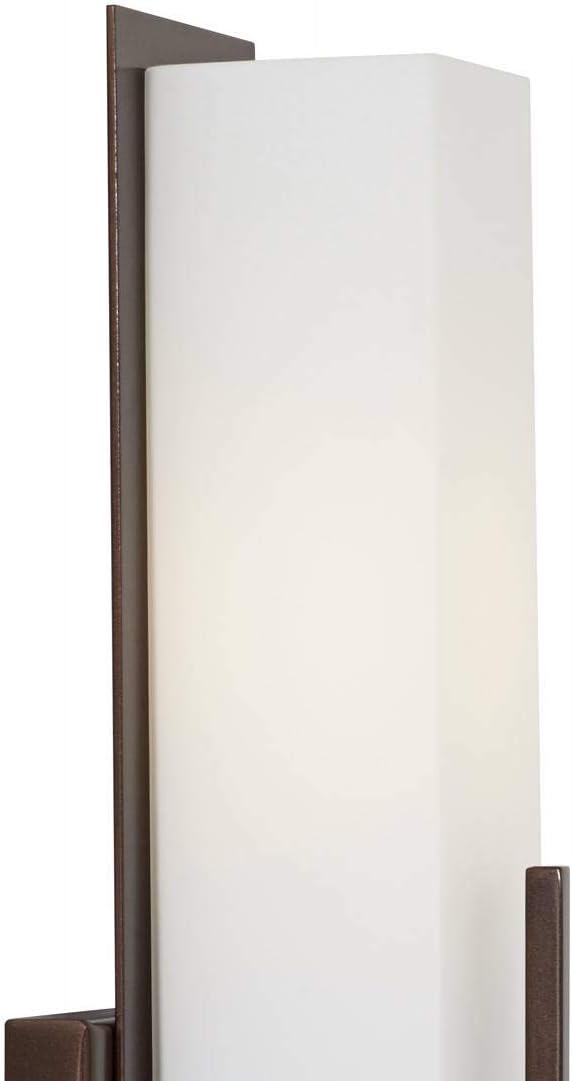 Possini Euro Design Midtown Modern Wall Light Sconce Bronze Hardwired 4 1/2' Fixture Opal White Glass Rectangular Shade for Bedroom Bedside Bathroom Vanity Living Room Hallway Dining House Kitchen