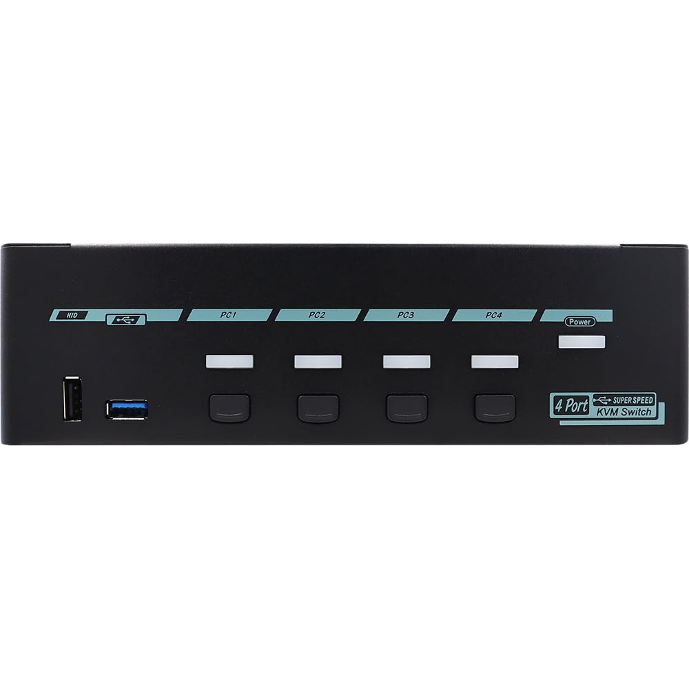 HDMI 2.1 KVM Switch for 4 Computers 2 Monitors, 8K@60Hz, HDCP 2.2, EDID Emulator, USB 3.2 10Gbps, Audio Embed & Extract, Serial Control, Hotkey Switching, Keypad in, Plug & Play, MKAG-8KT3124