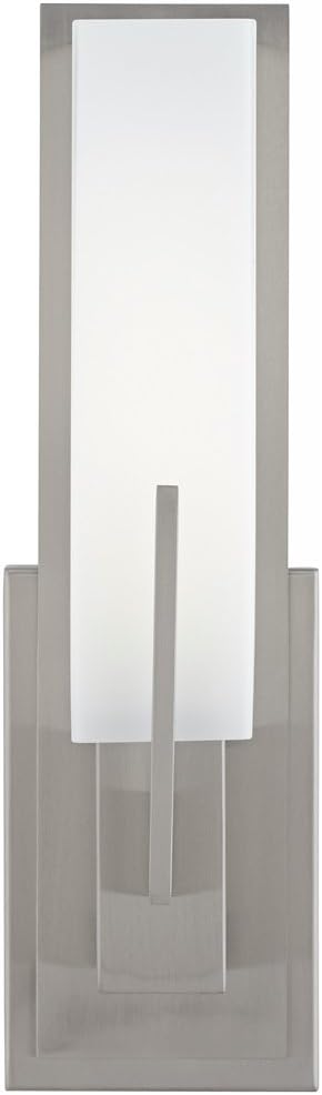 Possini Euro Design Midtown Modern Wall Light Sconce Satin Nickel Hardwired 4 1/2' Wide Fixture White Glass Rectangular Shade for Bedroom Bathroom Bedside Living Room Home Hallway Dining Kitchen