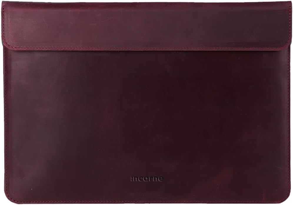 Leather Laptop Case Made for MacBook Pro 14 Sleeve Carrying Protective Cases Compatible with MacBook Pro 14' M1 M2 M3 M4 Max A2442 A2779 A2992 A2918 A3402 2024 2025 Genuine Vintage Leather, Burgundy