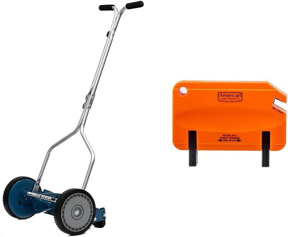 Great States 14' Push Reel Lawn Mower Bundle with Sharpener