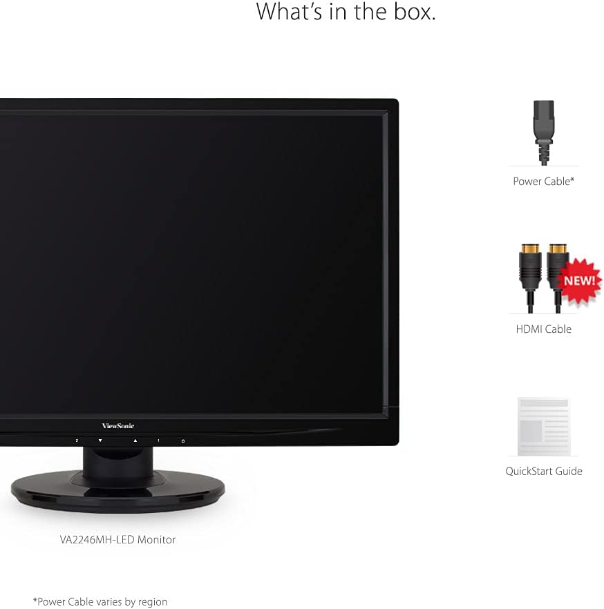 ViewSonic VA2246MH-LED 22 Inch Full HD 1080p LED Monitor with HDMI and VGA Inputs for Home and Office, Black