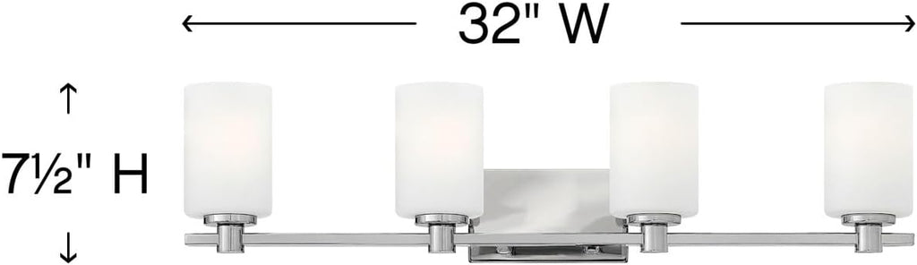 Hinkley Karlie Transitional Four Light Bathroom Vanity Fixture, Chrome
