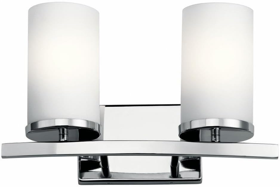 KICHLER Crosby 15' 2 Light Vanity Light Satin Etched Cased Opal Chrome