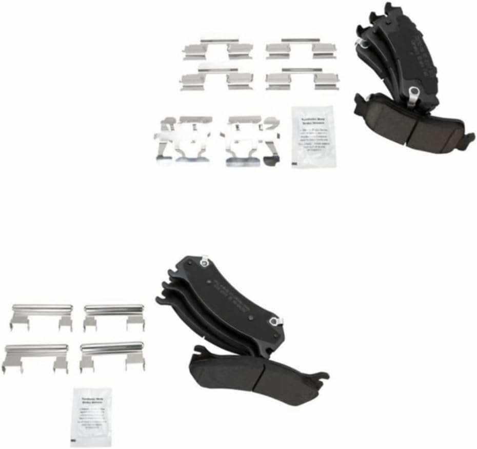 Brake Pads Set 8pcs Disc Brake Kit Front Rear for Chevy Silverado 2014-2018 & GMC Sierra 2015-2018, Cadillac Escalade 2015-2017 Silver Posi Semi Metallic Ceramic BFA14328
