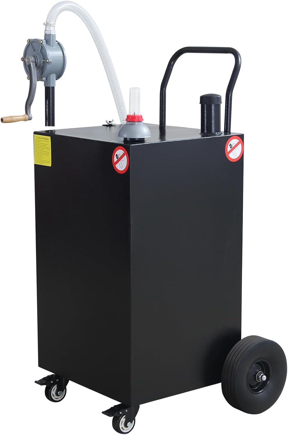 45 Gallon Fuel Caddy, Portable Fuel Caddy with Manual Pump - Heavy Duty Gas & Diesel Storage Tank On 4 Wheels, for Gasoline/Diesel Transfer to Cars, Trucks, ATVs, Boats, Lawn Mowers & Equipment