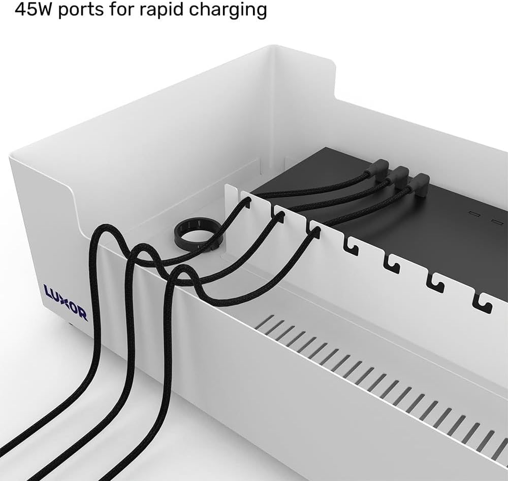 Luxor 12-Port USB Type-C Charging Station, 45W Fast Charging, Pre-Wired Power Hub, Multi-Device USB-C Charger for Laptops, Tablets, Phones – Ideal for Classrooms, Offices, and Shared Spaces