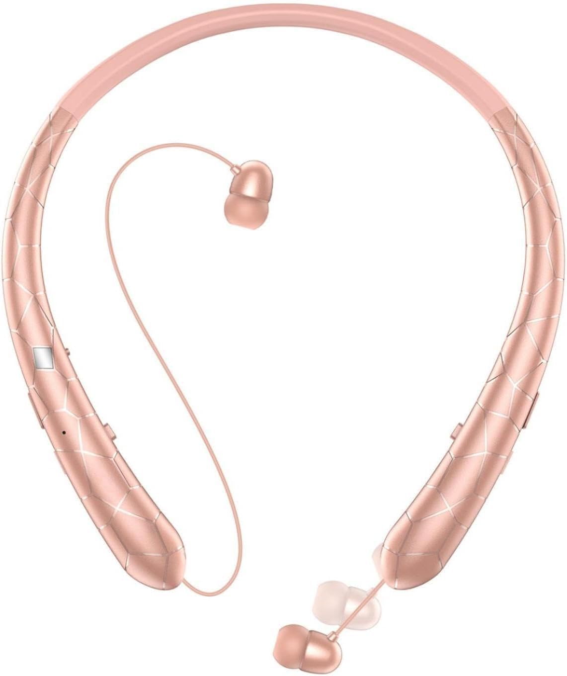 Auto Retractable Earbuds Earphone Neckband Bluetooth Headphones 9D Surround Sound HiFi Stereo Neck Hanging ENC Noise Reduction 10H Music Time IPX5 Waterproof Ultra-Lightweight Comfort for Sports