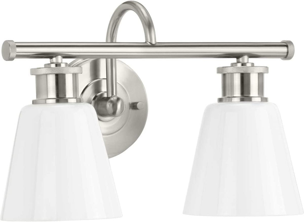 Progress Lighting P300315-009 Transitional Two Light Bath Bracket from Ashford Collection in Pewter, Nickel, Silver Finish,