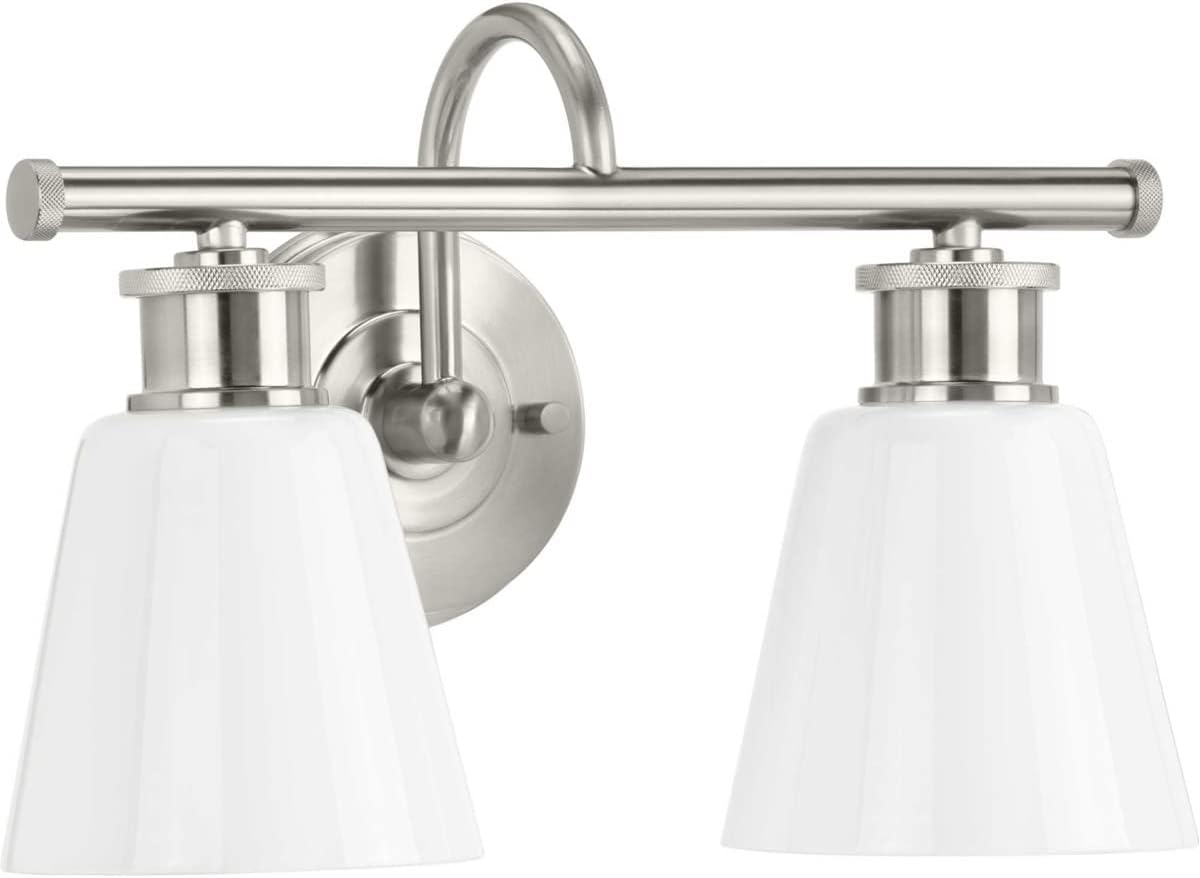 Progress Lighting P300315-009 Transitional Two Light Bath Bracket from Ashford Collection in Pewter, Nickel, Silver Finish,