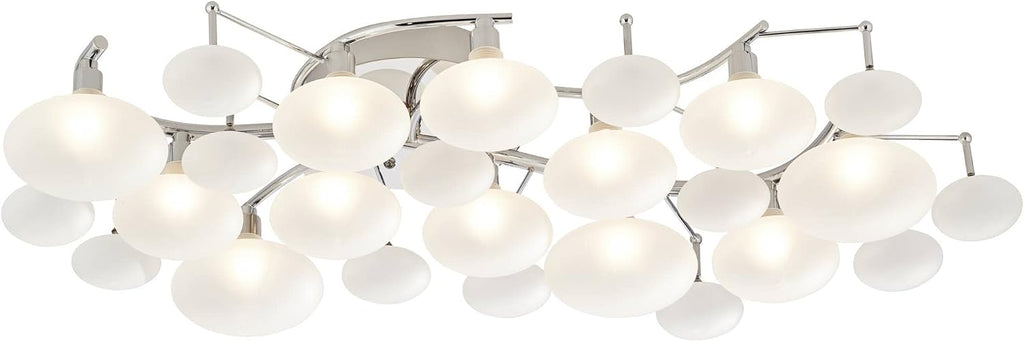 Possini Euro Design Lilypad Modern Ceiling Light Semi Flush-Mount Fixture 30' Wide Chrome 12-Light Frosted Opal Etched Glass for Bedroom Kitchen Living Room Hallway Dining Bathroom