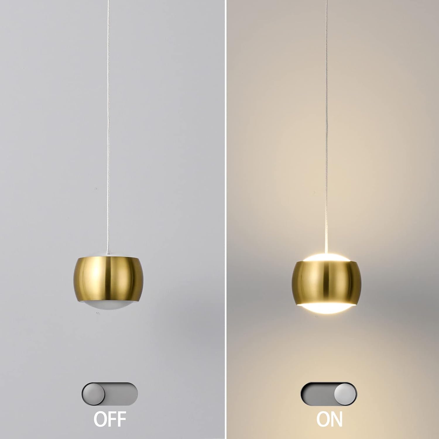 Modern LED Dimmable Pendant Light fixtures,Mini Island Pendant Lighting for Kitchen Island Dinning Room,Bedroom,Bar, Kitchen Island Ceiling Hanging Light Fixtures(gold-3-Pack)