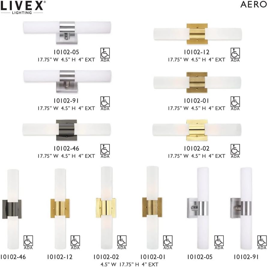 Livex Lighting 2 Lt Black Chrome ADA Bath Vanity