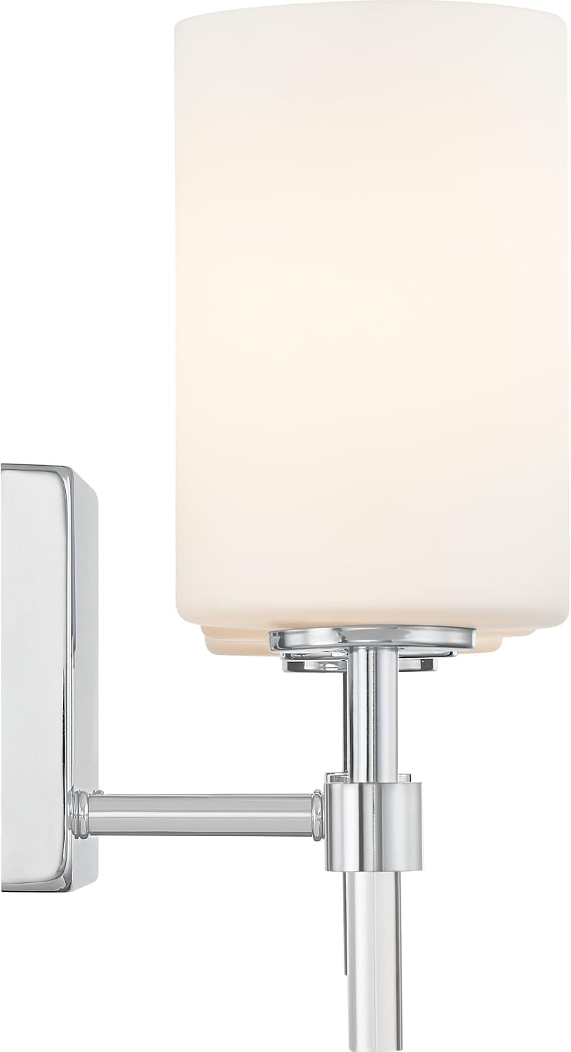 Quoizel Rossfield 24' 3-Light Vanity Light, Chrome with White Etched Glass, Dimmable LED Compatible