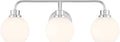 Meridian M80081CH White Opal Glass Bathroom Vanity Wall Light, 3-Light 180 Total Watts, 8' H x 24' W, Chrome