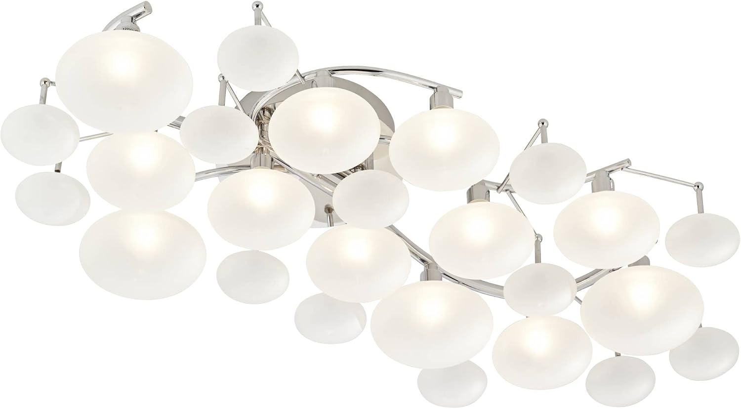 Possini Euro Design Lilypad Modern Ceiling Light Semi Flush-Mount Fixture 30' Wide Chrome 12-Light Frosted Opal Etched Glass for Bedroom Kitchen Living Room Hallway Dining Bathroom