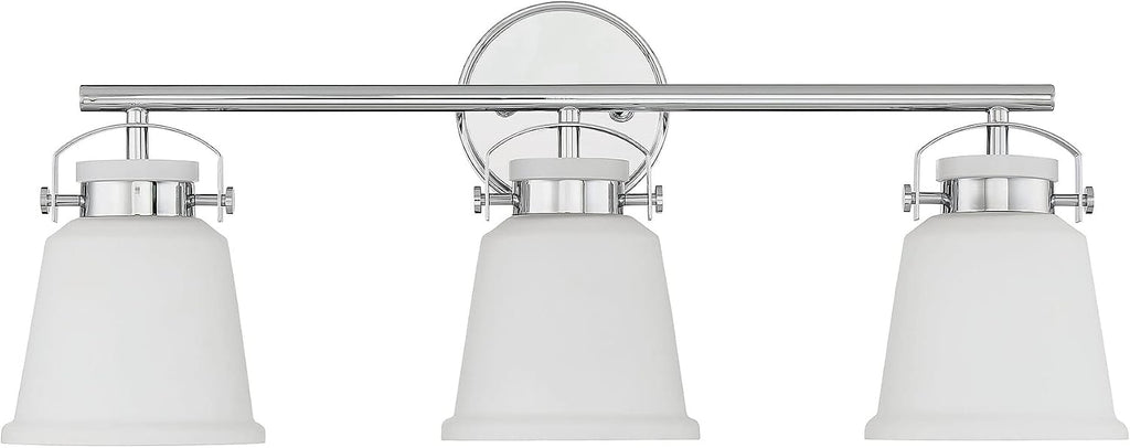 Savoy House 8-1627-3-11 Kaden Industrial Traditional White Opal Glass Bathroom Vanity Wall Light, 3-Light 180 Total Watts, 11' H x 26' W, Polished Chrome