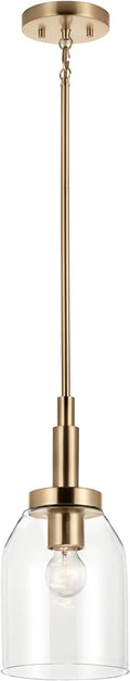 Kichler Madden 1-Light Mini Pendant Light Fixture with Clear Glass Shade in Champagne Bronze, Sloped Ceiling Compatible for Kitchen Island Hanging Lighting (15' x 7 '), 52725CPZ
