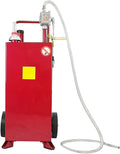 30 Gallon Gas Caddy Fuel Storage Tank Diesel Can Oil Transfer Hand Siphon Pump with Wheels Boat ATV Car Motorcycle Red
