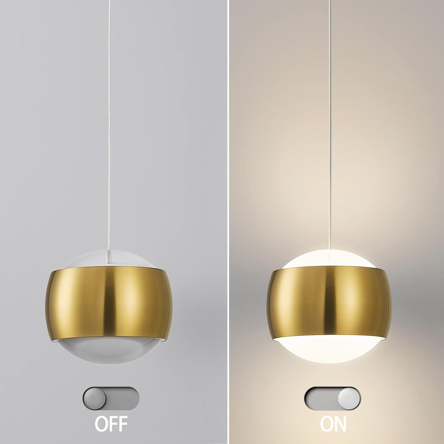 Modern Gold LED Dimmable Pendant Light fixtures,6″ Island Pendant Lighting for Kitchen Island Dinning Room,Bedroom,Bar, Kitchen Island Ceiling Hanging Light Fixtures(gold-1-Pack)