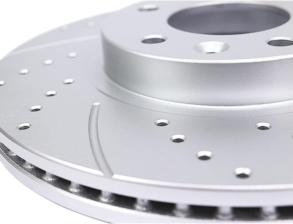 Front(12') and Rear(12.99') Brake Kit Fit for Chevrolet Avalanche Silverado Suburban Tahoe Cadillac Escalade ESV EXT GMC Sierra Yukon Drilled and Slotted Brake Rotors Ceramic Brake Pads Fit 4WD/AWD