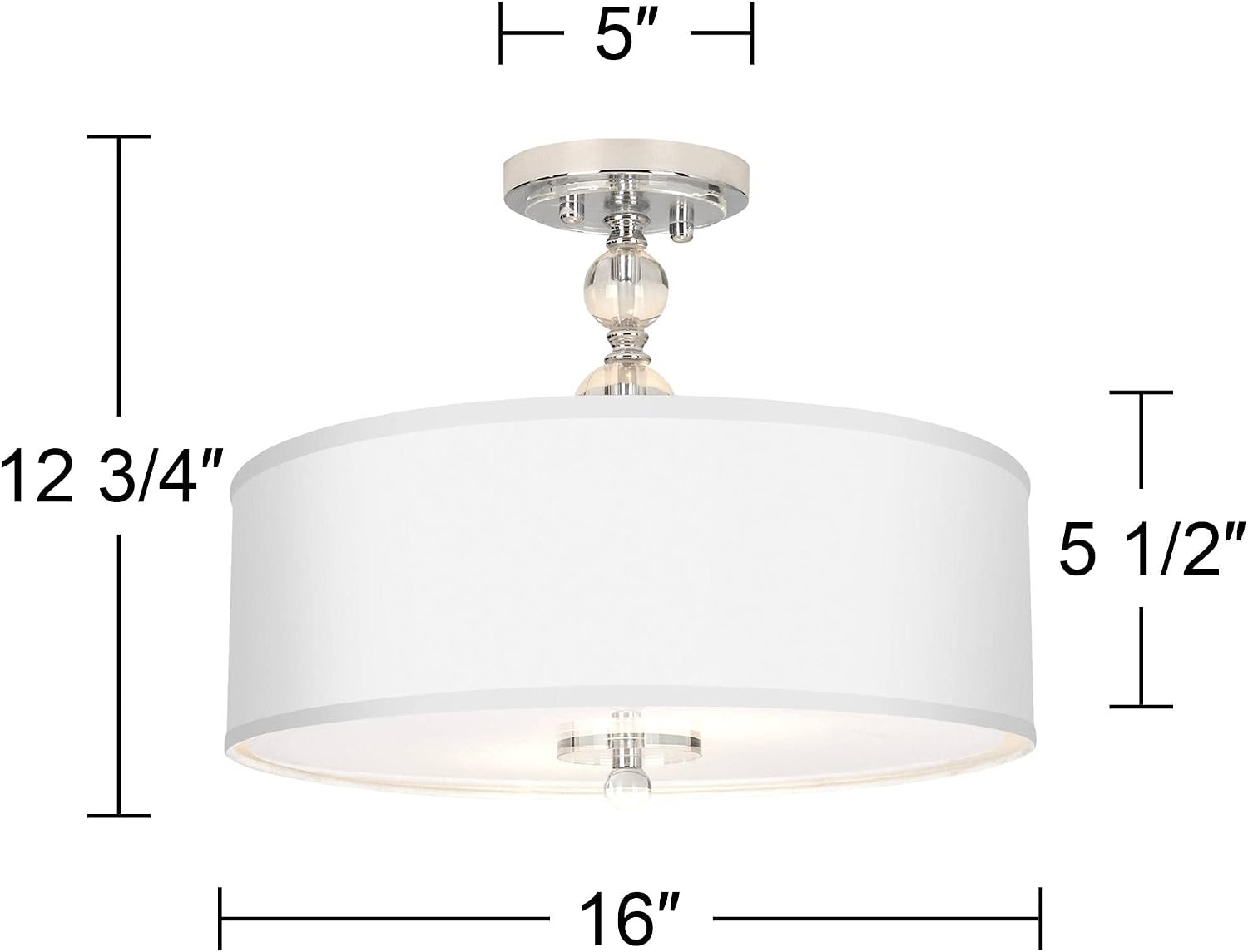 Giclee Gallery 16' Farmhouse Rustic Country Mission Semi Flush-Mount Ceiling Light Fixture Kitchen Foyer Hallway Drum Round Amity Shade Blue White Chrome Finish Crystal Bedroom Bathroom Entryway