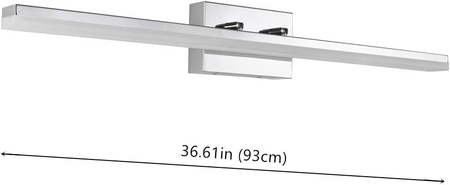 mirrea 36in Modern LED Vanity Light for Bathroom Lighting Dimmable 36w Chromed (Cold White 5000K)