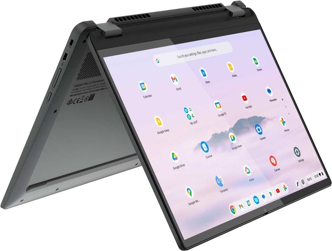 Lenovo IdeaPad Flex 5i Chromebook Plus 2-in-1 Laptop, 14' WUXGA Touchscreen, Intel 6-Core i3-1315U, 8GB RAM, 128GB eMMC + 256GB SD Card, Intel UHD Graphics, Wi-Fi 6, Backlit Keyboard, Chrome OS