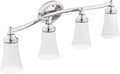 Moen YB2864CH Eva 4-Light Dual-Mount Bath Bathroom Vanity Fixture with Frosted Glass, Chrome