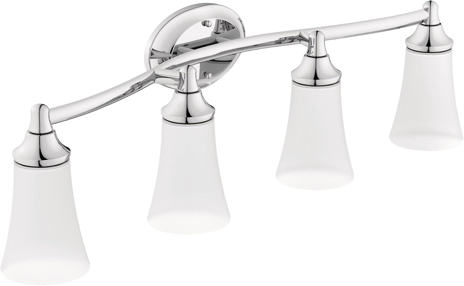 Moen YB2864CH Eva 4-Light Dual-Mount Bath Bathroom Vanity Fixture with Frosted Glass, Chrome
