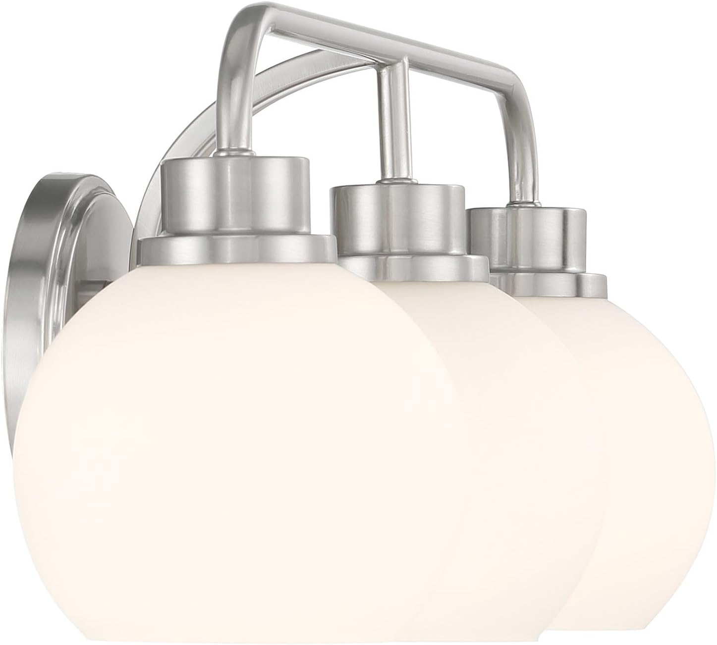 Meridian M80081MBK White Opal Glass Bathroom Vanity Wall Light, 3-Light 180 Total Watts, 8' H x 24' W, Matte Black