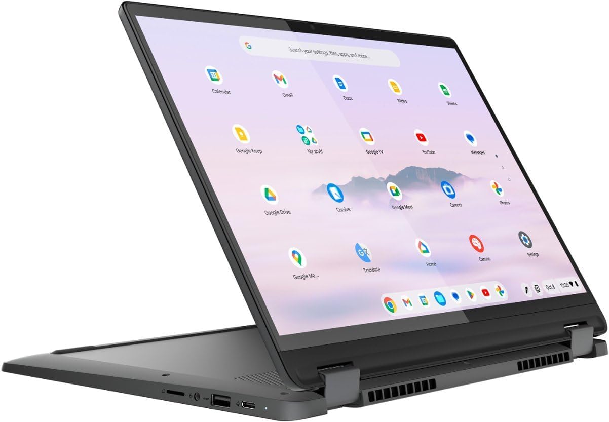 Lenovo IdeaPad Flex 5i Chromebook Plus 2-in-1 Laptop, 14' WUXGA Touchscreen, Intel 6-Core i3-1315U, 8GB RAM, 128GB eMMC + 128GB SD Card, Intel UHD Graphics, Wi-Fi 6, Backlit Keyboard, Chrome OS