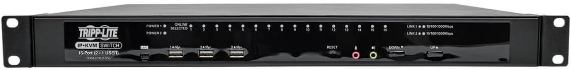 Tripp Lite NetDirector 16-Port Cat5 IP KVM Switch 1U Rack-Mount 2+1 User (B064-016-02-IPG)