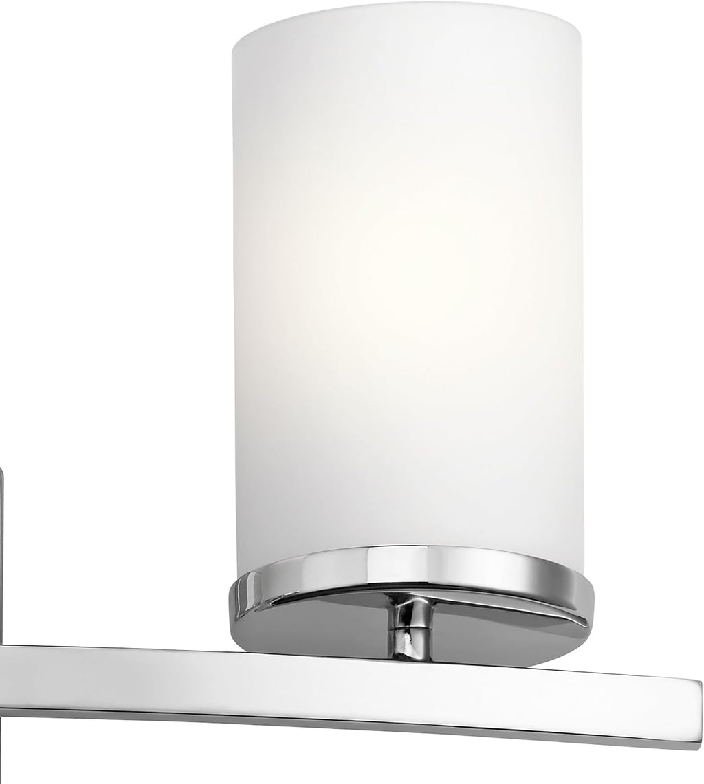 Kichler Crosby 23' Vanity Light in Chrome, 3-Light Contemporary Bathroom Light with Satin Etched Cased Opal Glass, (23' L x 8.75' H), 45497CH