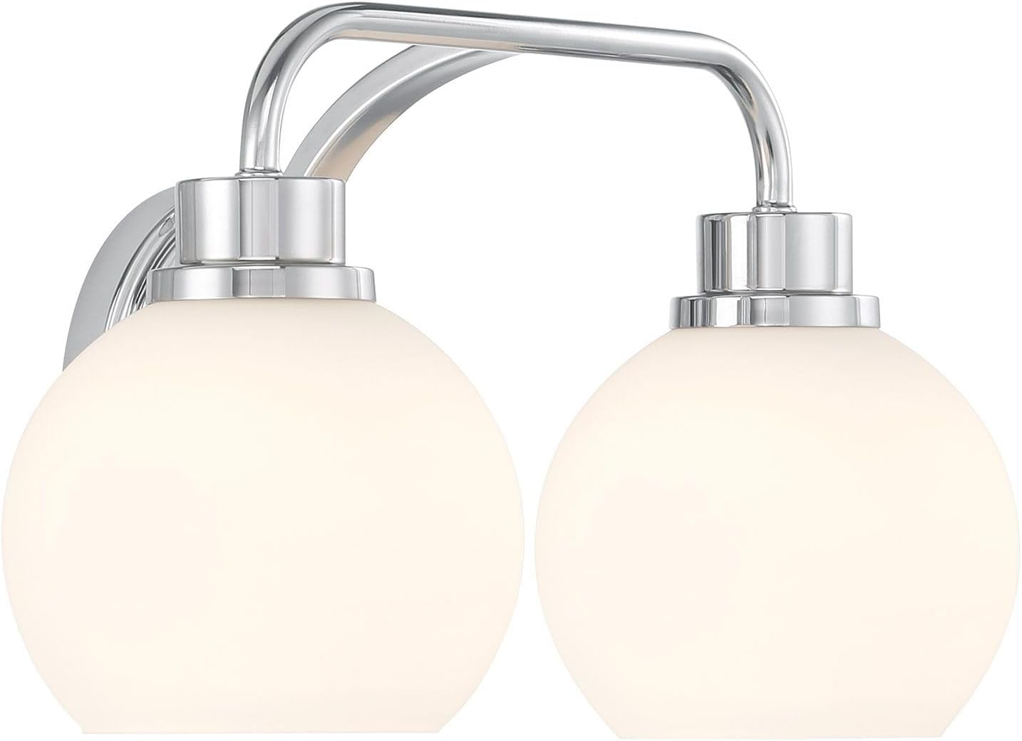 Meridian M80080CH White Opal Glass Bathroom Vanity Light, 2-Light 120 Total Watts, 8' H x 16' W, Chrome