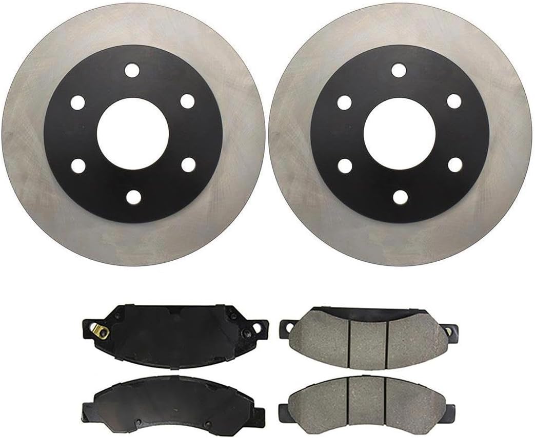 4X Front Brake Pads and Rotors Kit Replacement 2 Semi Metallic Brake Pads 2 Brake Rotors for Chevrolet Silverado 1500 2005-2007 for Chevy Silverado 1500 2005-2007