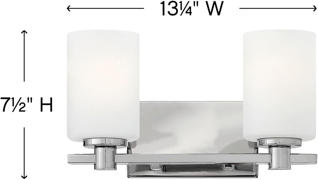 Hinkley Karlie Transitional Two Light Bathroom Vanity Fixture, Chrome