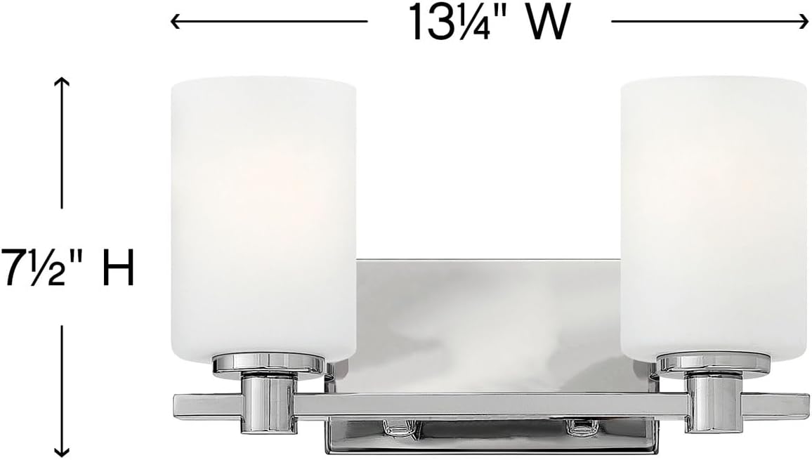 Hinkley Karlie Transitional Two Light Bathroom Vanity Fixture, Chrome