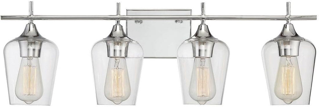 Savoy House 8-4030-4-11 Octave Bohemian Clear Glass Bathroom Vanity Wall Light, 4-Light 240 Total Watts, 10' H x 29' W, Polished Chrome